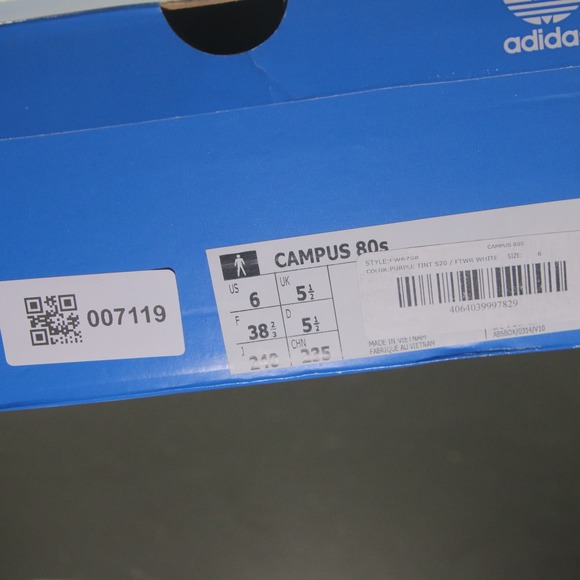 adidas Campus 80s Low Size 6youth=7.5womens Light Purple White Running Sneakers - Picture 7 of 10